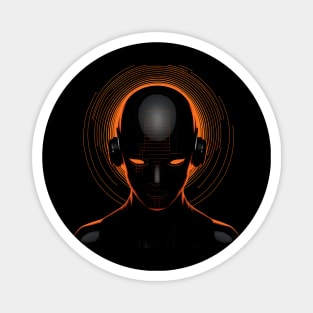 Futuristic techno cyborg - retro orange Magnet